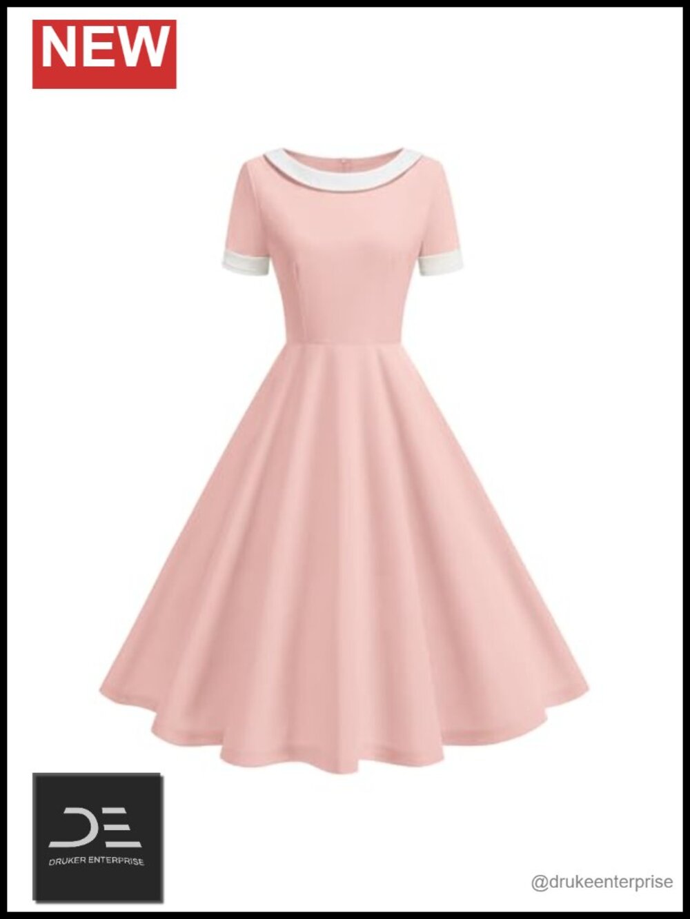 Women's 1950s Retro Dress Short Sleeve Boat Neck A Line Swing Cocktail Party